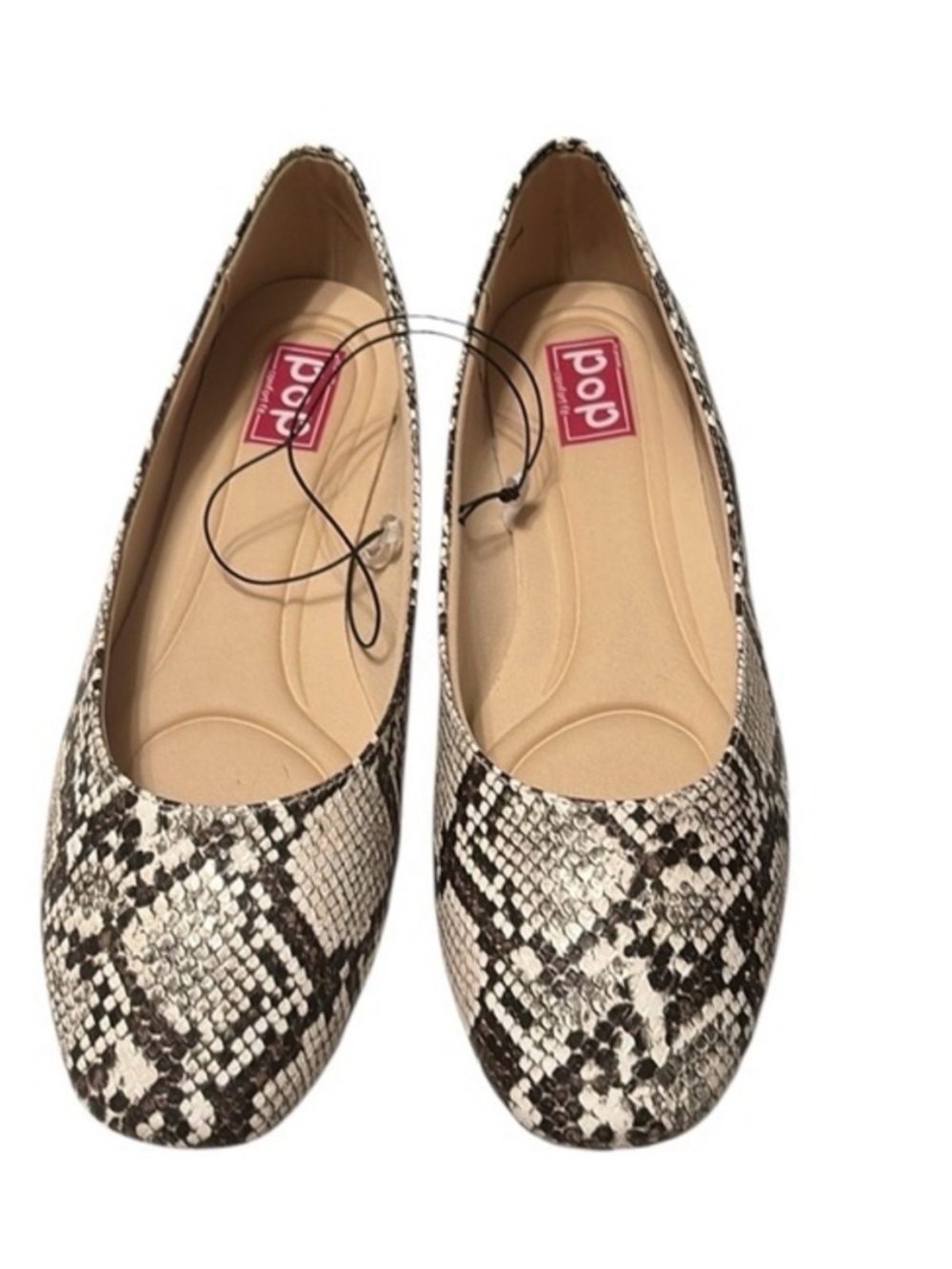 Pop Captive Faux Snakeskin Animal Print Ballet Flats Size 10 Medium NWT